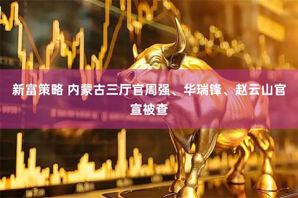 新富策略 内蒙古三厅官周强、华瑞锋、赵云山官宣被查